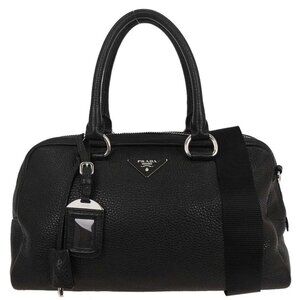 Prada Black Leather 2way Handbag 117 155401